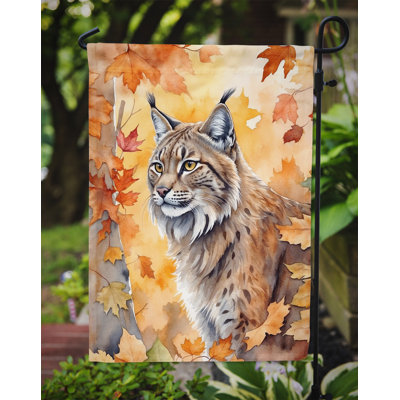 Chat en feuilles d'automne drapeau de jardin