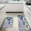 Tapis de cuisine à motif de marguerites en bois bleu, ensemble de 2 tapis rétro pour la cuisine et le salon