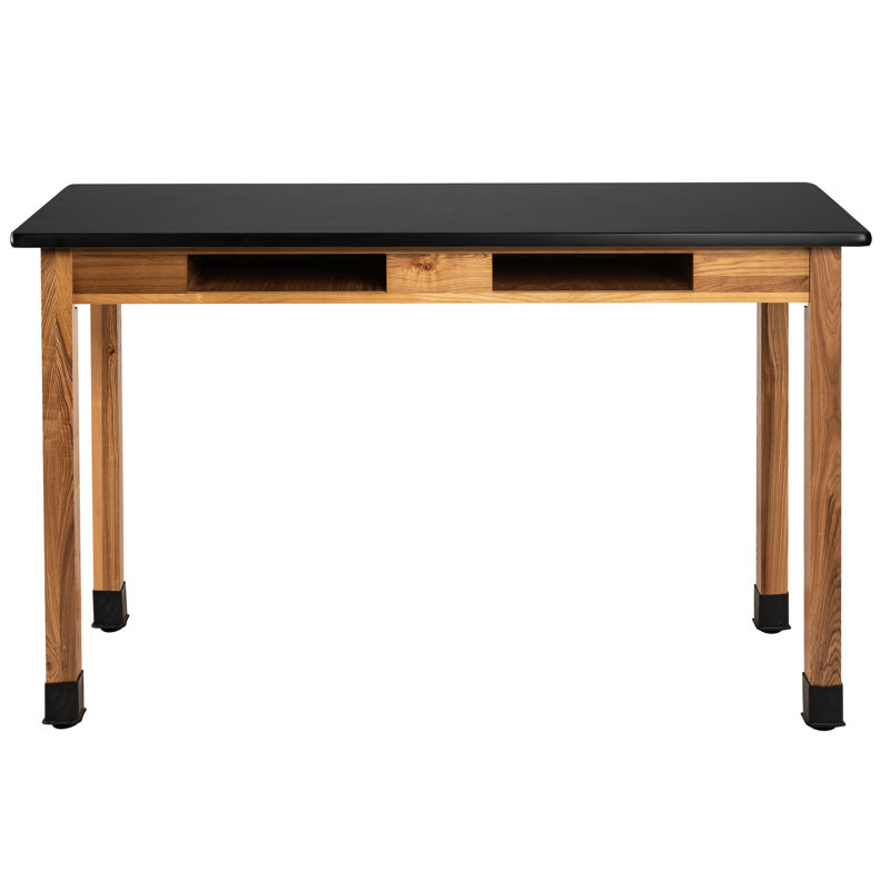 Table de science en bois 30 po avec compartiments à livres, 36" H x 60" W x 24" D, Résistant aux produits chimiques