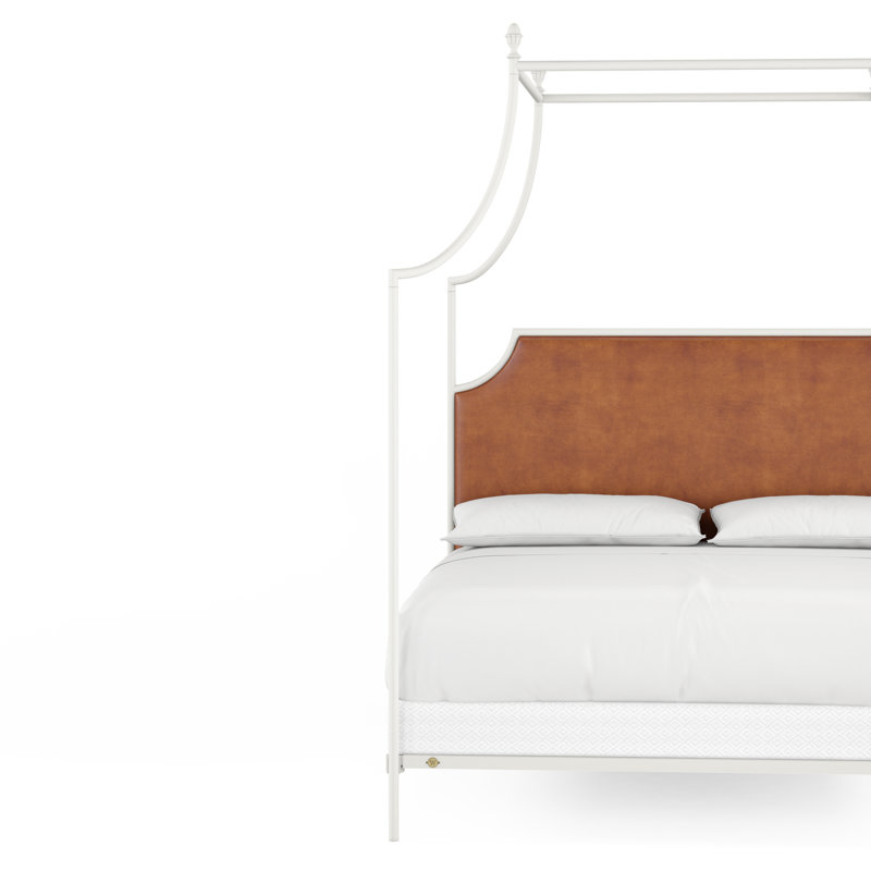 337 Flying Arch Canopy Bed | Complete Canopy, Queen, Matte White/Copper