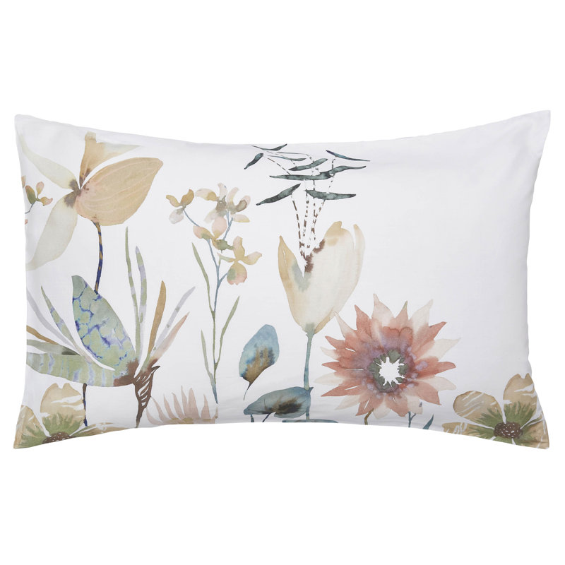 Oceania Sandstone Standard 220 Thread Count Floral Satin Pillow Case