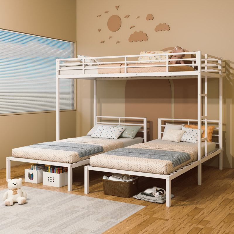 Lits superposés triples détachables, en métal, format simple, pour maison familiale moderne et peu encombrante