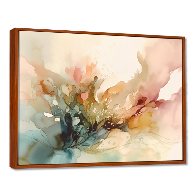 Impressions florales délicates II - Art encadré floral, H 30 po x l 40 po x P 1,5 po, Cadre flottant brun