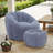 Compression 40"W Comfy Pumpkin Bean Bag Couch Sofa Chair,Soft Teddy Fabric Bean Bag Chair With Ottoman-1273032080