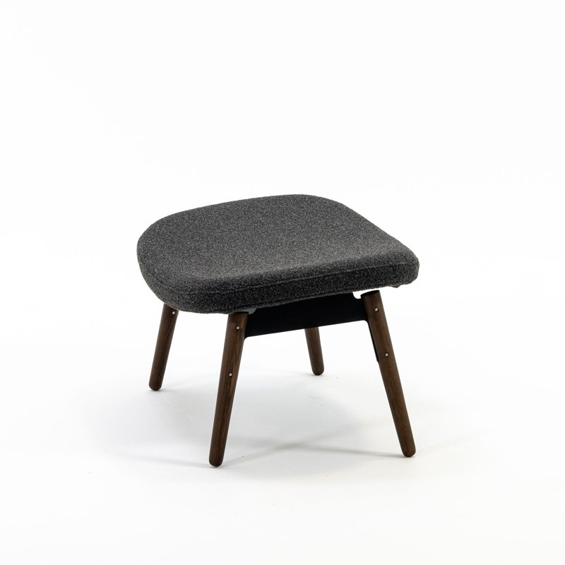 Ella Ottoman, Walnut, Slate Rayon/Viscose