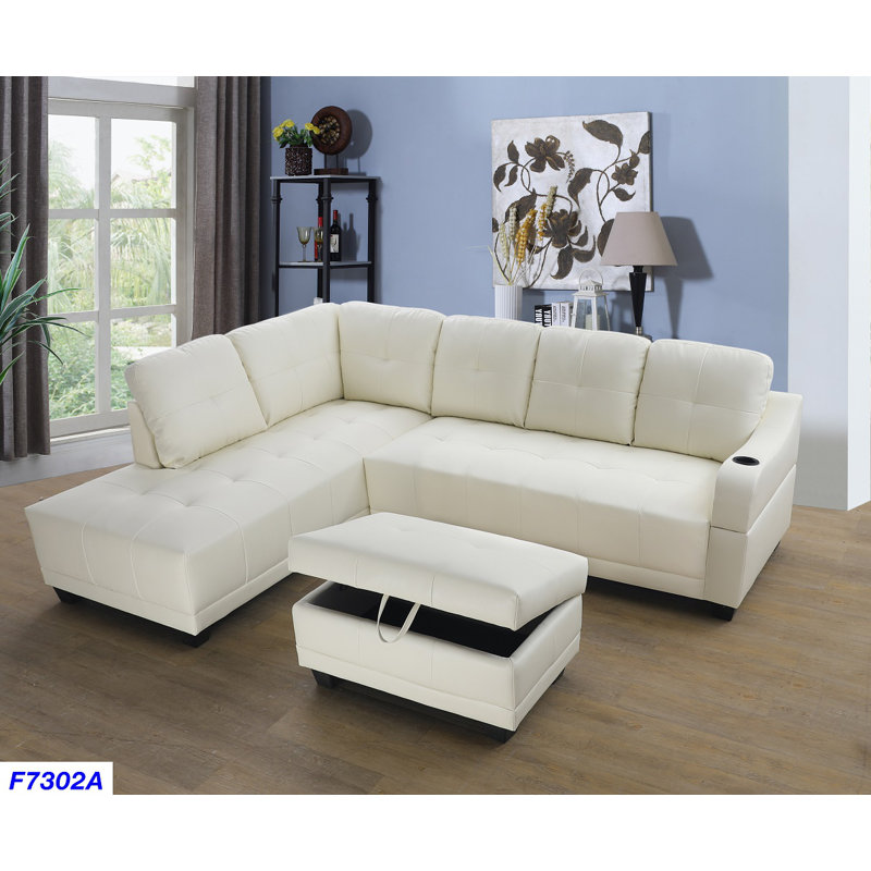 Sweetgrove Faux Leather L-Shaped Sectional, Left Hand Facing, Faux Leather Red