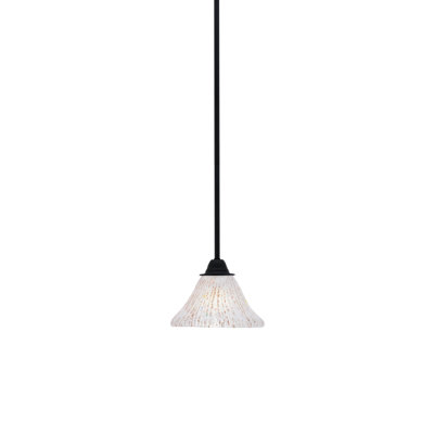 Luminaire suspendu Paramount, fini noir mat et verre cristal givré de 7 po