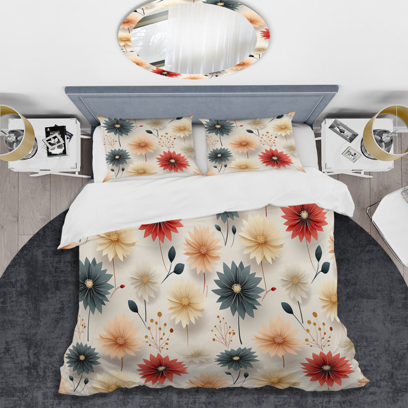 Literie Carnation Mandalas Flowers Boho Pattern I, Housse de couette simple + 1 taie décorative stan