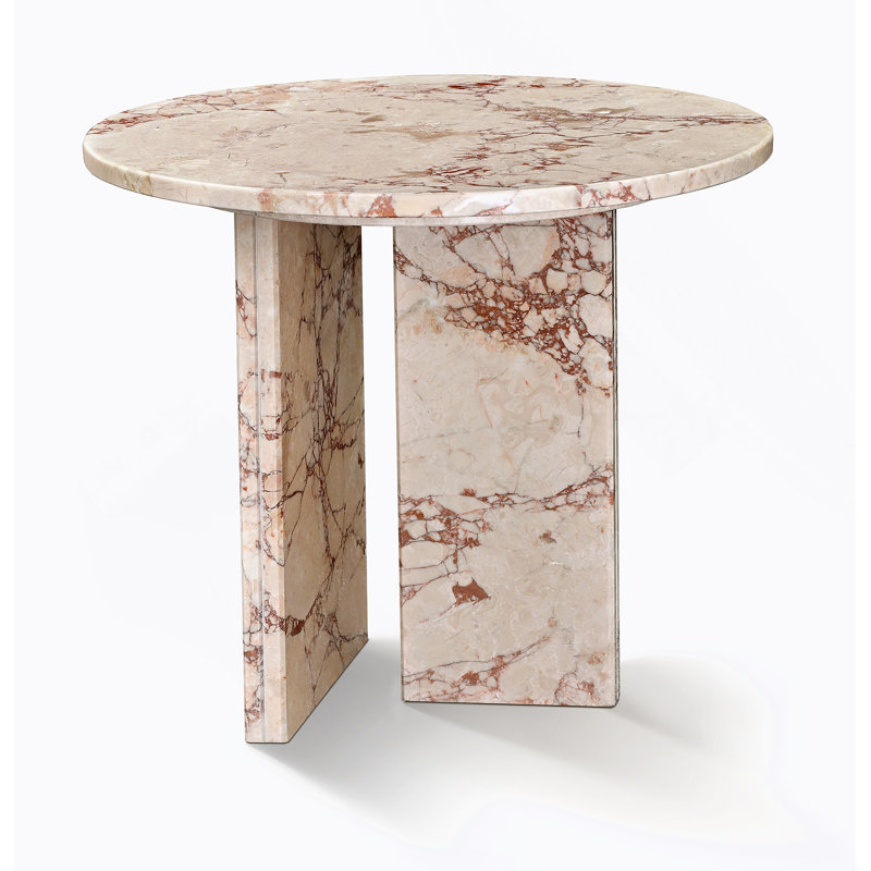 Table basse en marbre naturel rose, petit accent de salon, pierre véritable avec veines uniques, Pink