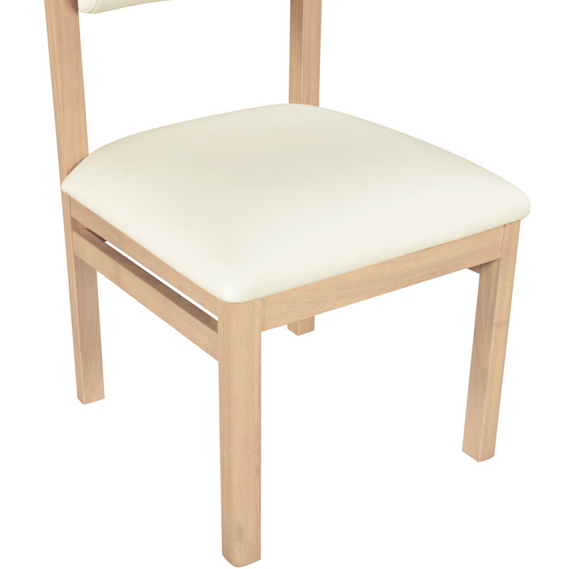 Chaise rembourrée en cuir Frakes Vegan, Cuir crème végétalien, Teint naturel