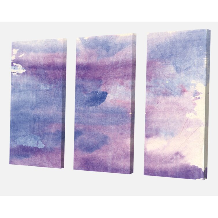 Bless international Watercolor Purple Haze II On Canvas 3 Pieces ...