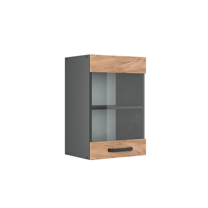 60Cm H x 40Cm W x 31Cm D Oak Wall Unit Cabinet, Brown/Grey