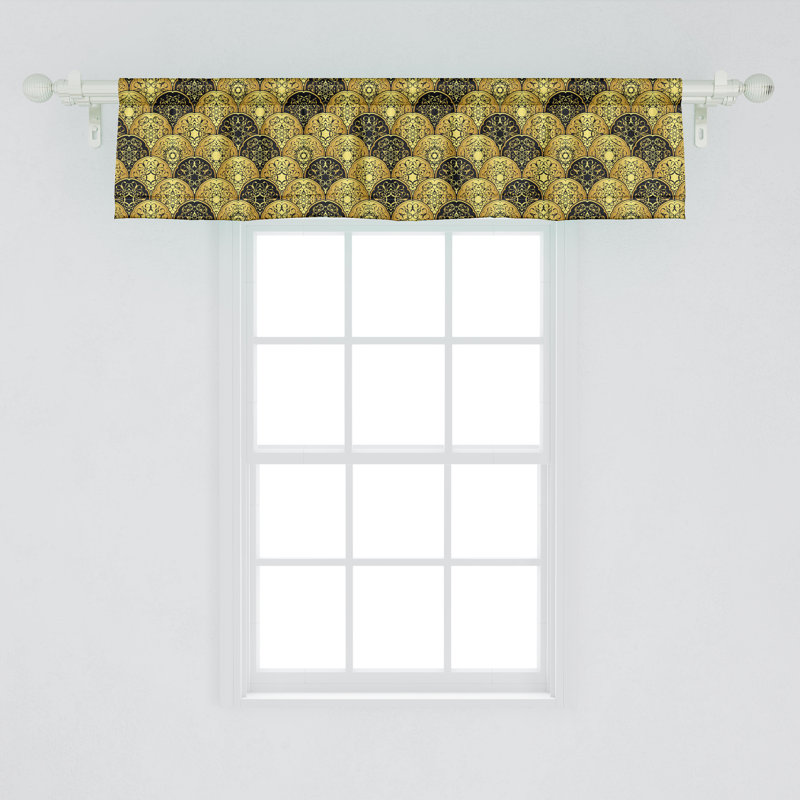 Ensemble de 2 cantonnières Ambesonne Mandala 54 po jaune et noir, L 54 po x L 12 po