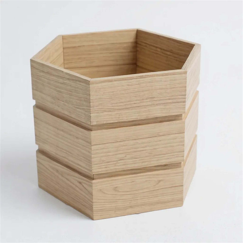 Hexagon Terrace Planter Box Tall, Ash Brown, 14.25" H x 16" W x 14.88" D