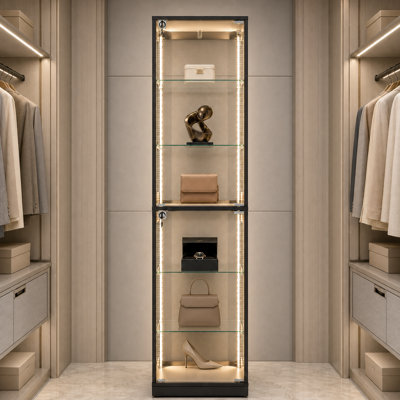 Armoire H 66,1 po avec porte vitrée et lumière DEL