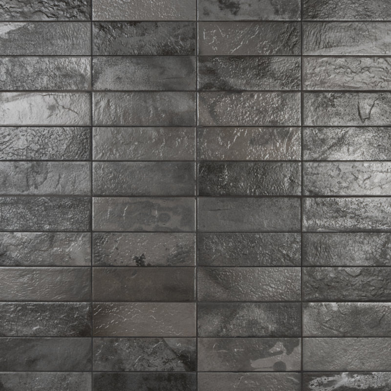 Kings 8" x 16" Ceramic Stone Look Wall Tile, Black