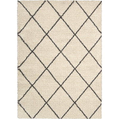 Tapis ivoire/gris anthracite poils longs Finkle