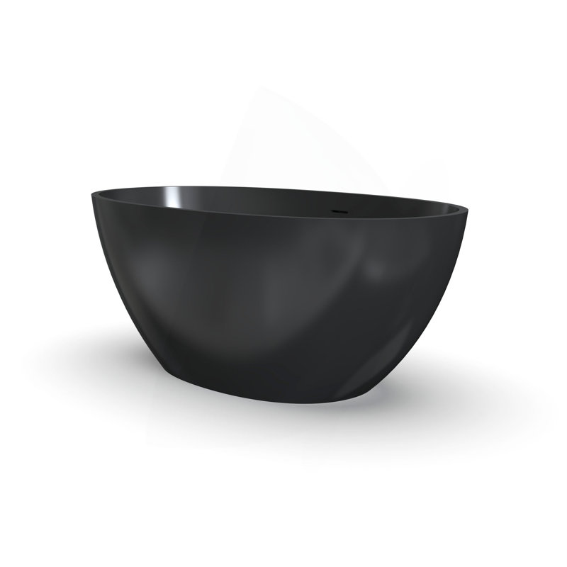 Baignoire de trempage autoportante de 55 pouces pour salle de bain, Noir
