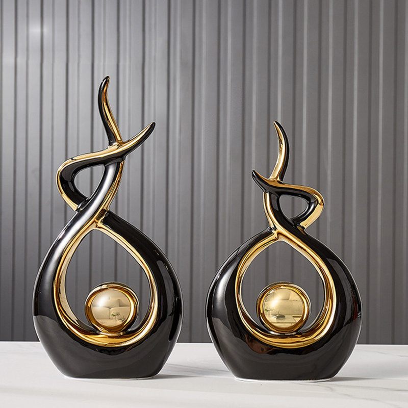 Abstract Figurines & Sculptures, Black, 10.6" H x 6.69" W x 2.36" D