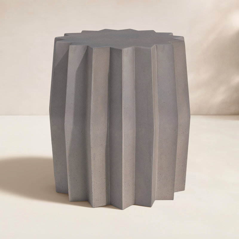 Everett Outdoor Concrete Side Table, Dark Gray