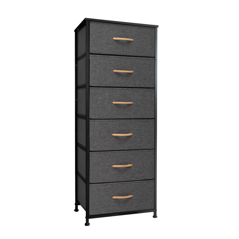 Commode 5 tiroirs 18 "en acier et tissu gris et noir, Gris foncé / noir