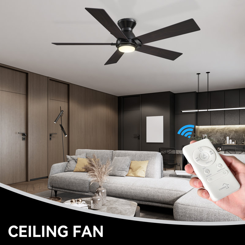 52'' Minir 5 - Blade Ceiling Fan with Light, Dark Walnut/Gray Oak