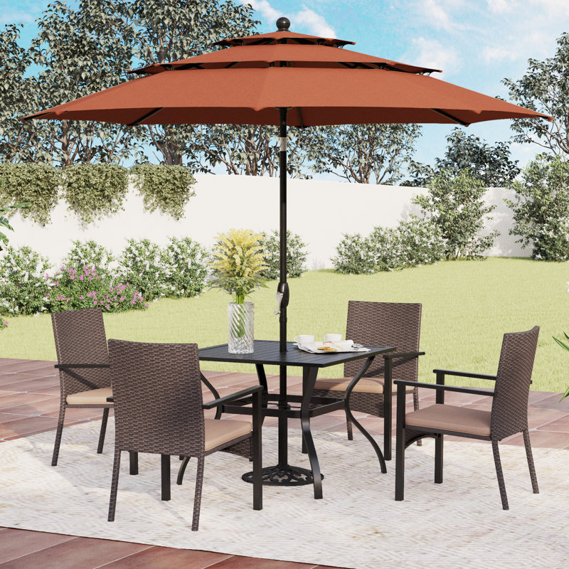 4 - Person Patio Dining Set with, Brown, Yes