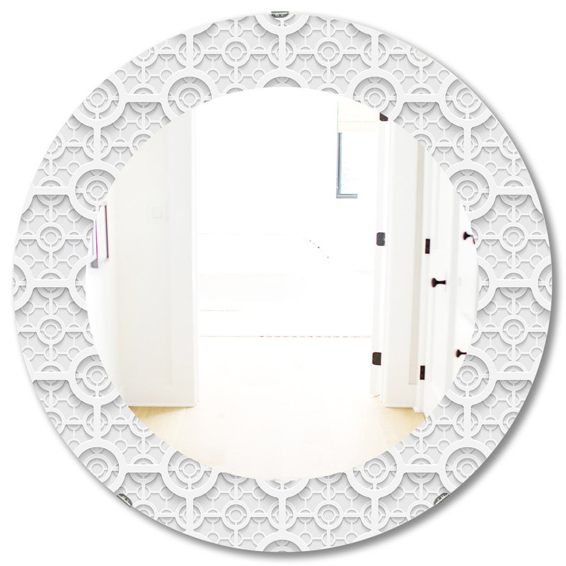 Printed Modern Mirror - Oval or Round Wall Mirror, 31.5" H x 31.5" W,  Geometric 2
