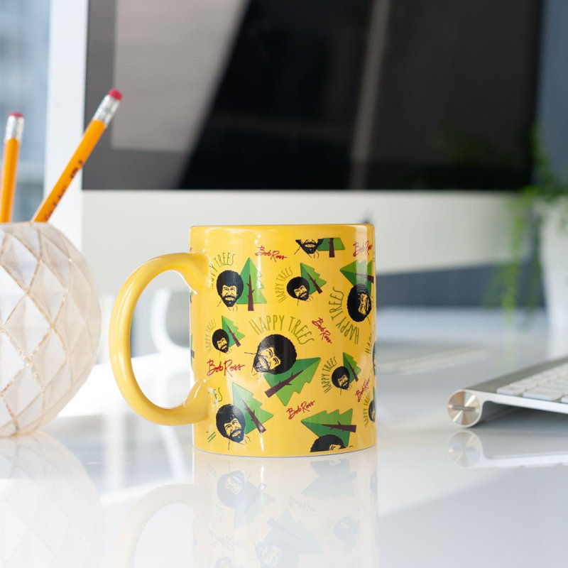 Articles de collection Bob Ross | Tasse Bob Ross Happy Trees | Jaune