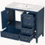 Meuble-lavabo 36 po avec lavabo, porte à fermeture douce et 4 tiroirs, structure en bois massif, bleu-129106305-129106304