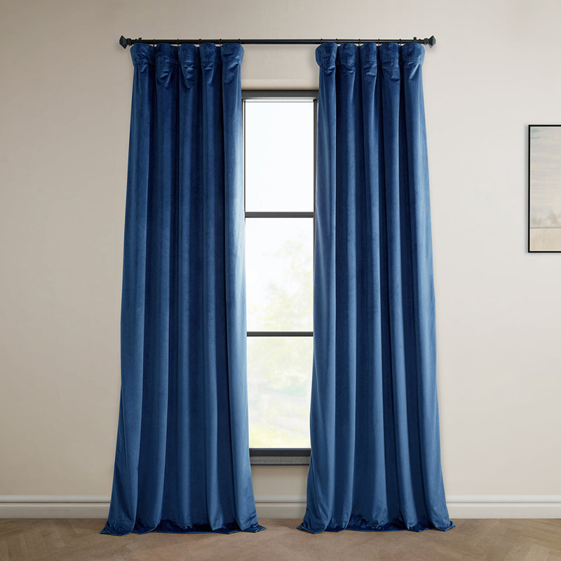 Matra Room Darkening Rod Pocket Single Curtain Panel, 50" W x 84" L, Pisces Blue