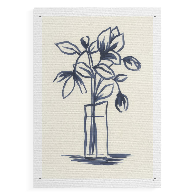 Indigo Bud Vase II - Impression sur toile seulement - NON CADRE, H 18 po x l 12 po