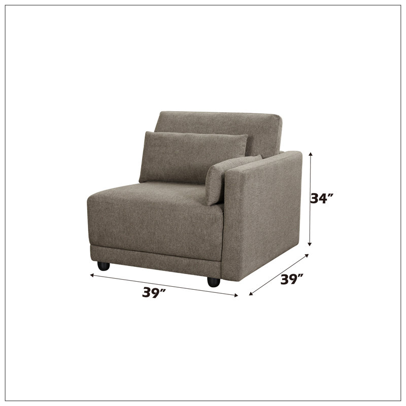 Canapé modulaire en lin brun avec coussins 5 pièces Rylie