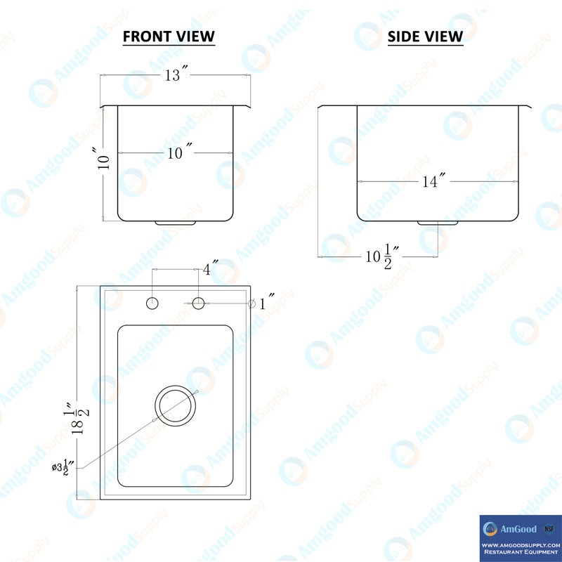 Stainless Steel Drop in Sink 10in. x 14in. x 10in. with Faucet