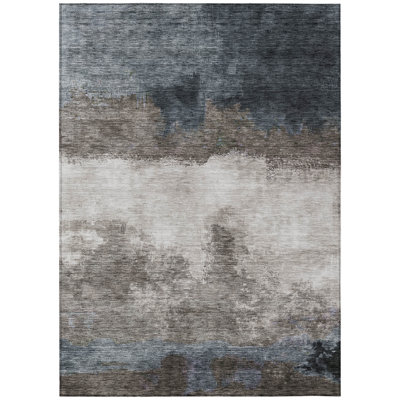Zailor Gray Washable Indoor-Outdoor Rug - 