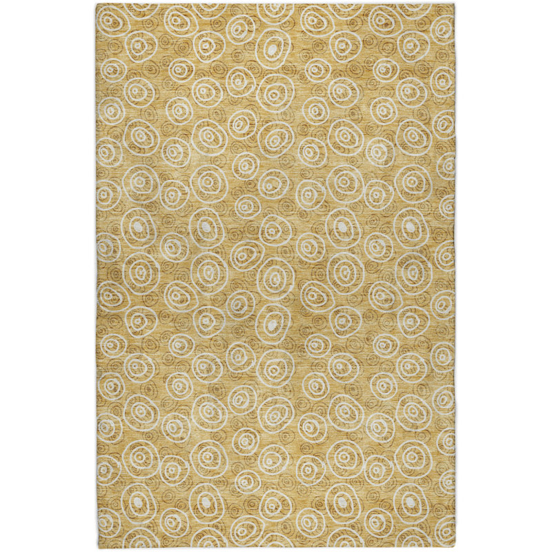 Tapis Dream Shag ADS728 à cercles, lavable à la machine de qualité supérieure, Gold, 8' x 10'