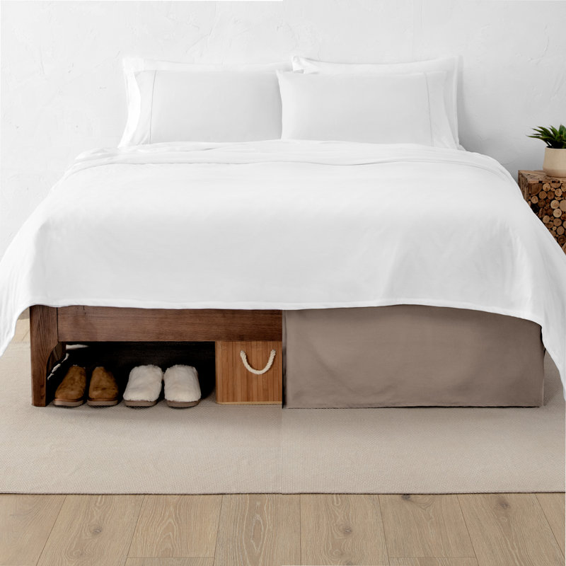 Jupe de lit plissée 15 po sur mesure, Double, Taupe