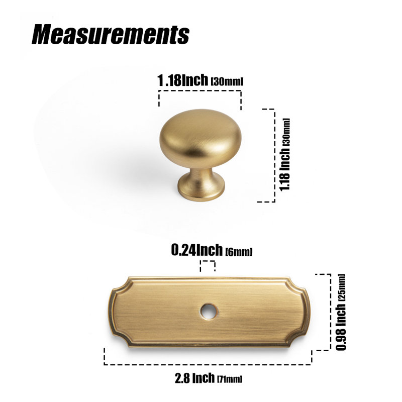 Mushroom Knob, 1.18", Champagne Bronze