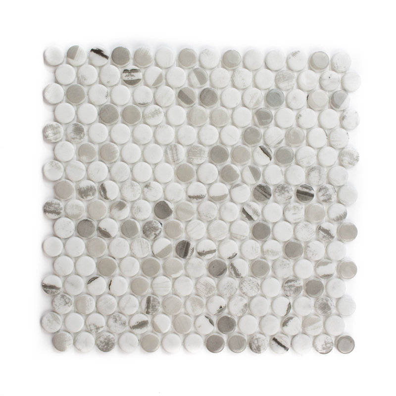 Eterna Penny 12"x12" Recycled Glass Mosaic Wall & Floor Tile, Alaia