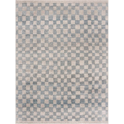 Wingard Contemporary Checkered Blue Area Rug