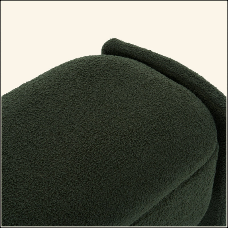 Elegant Long - Shaped Storage Ottoman Bench Of Boucle Material With Simple And Grand Design, Dark Green