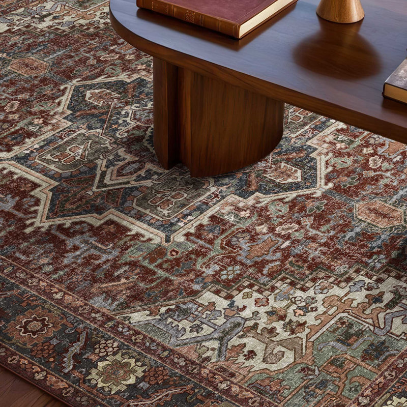 Tapis bohémien à tapis rétro antidérapant marocain, Rectangle 8 pi x 10 pi