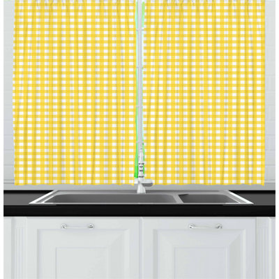 Plaid Pointed Kitchen Curtain