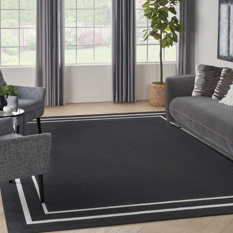 Nourison Essentials Black Ivory Indoor/Outdoor Area Rug, Rectangle 8' x 10'