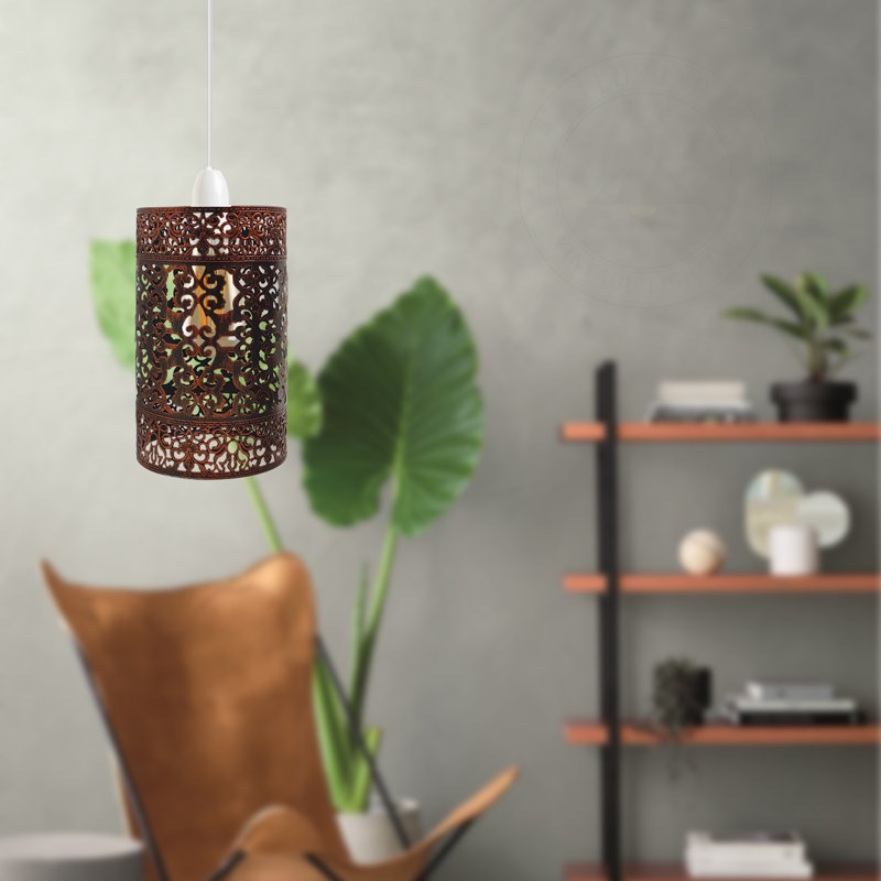 60.96cm H Metal Drum Ceiling Fan Bowl Shade ( Uno ), Rustic Red