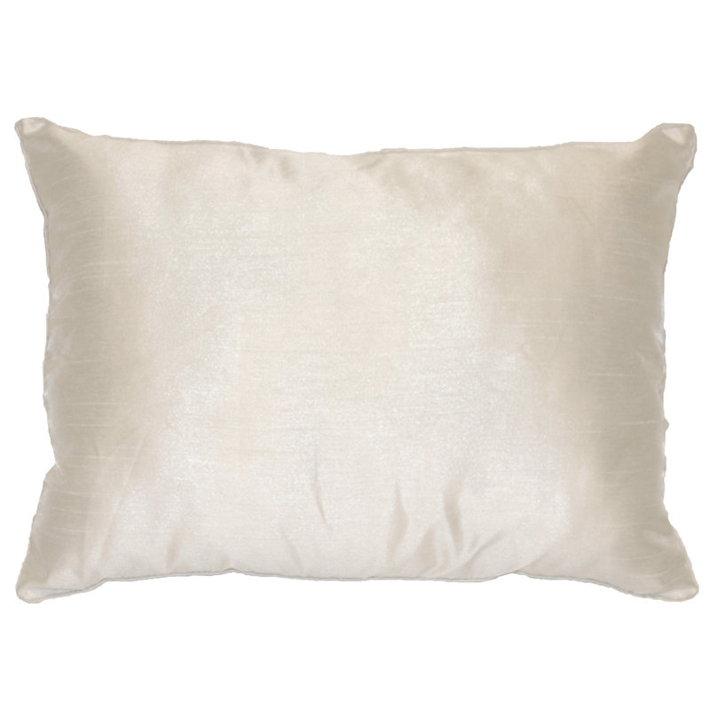 Faux Silk Throw Pillow, White, 12" x 18", Rectangular