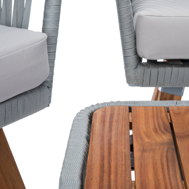 Ensemble de conversation de patio en bois massif avec coussins Larry , gris, gris