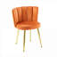 Ensemble de 2 chaises de salle à manger rembourrées en velours orange riche avec pieds en métal doré-214492708