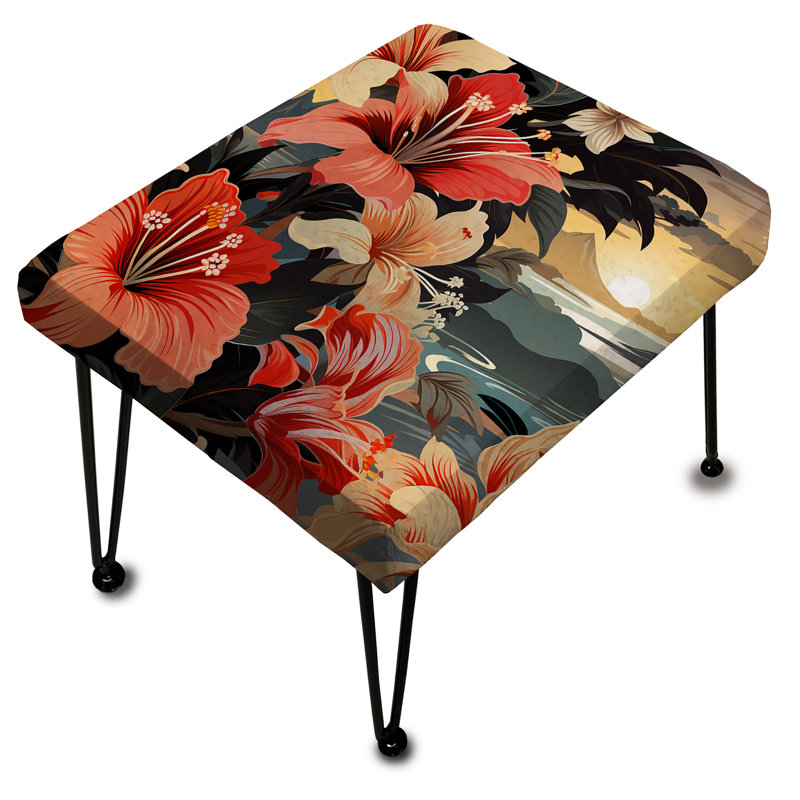 Motif botanique tropical de coucher de soleil tropical - repose-pieds rectangulaire floral