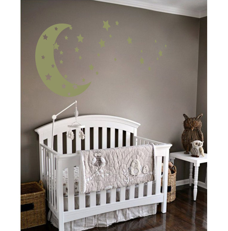 Adhésif décoratif lune et étoiles, Olive, H 30 po x l 65 po x P 0,01 po